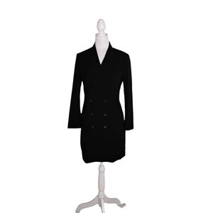 Zara Woman Black Double Breasted Blazer Dress Long Sleeve Size S